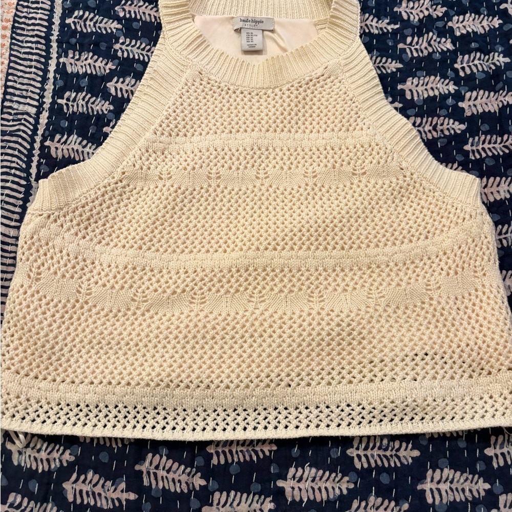 NWOT Set Haute Hippie Cream Knit Tank and Skirt - Picture 5 of 10